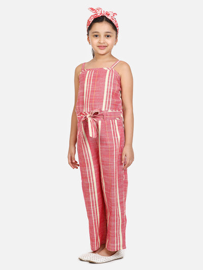 Maroon Organic Cotton Weaved Full Jumpsuit