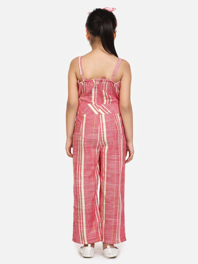 Maroon Organic Cotton Weaved Full Jumpsuit