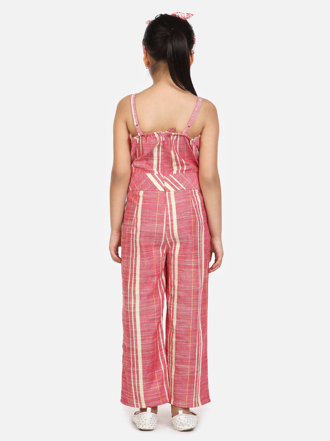 Maroon Organic Cotton Weaved Full Jumpsuit