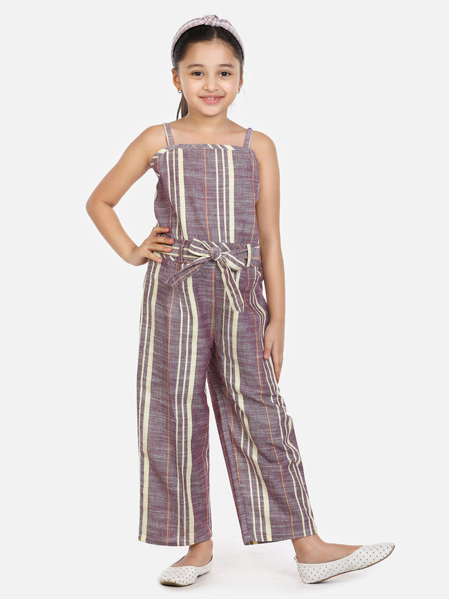 Purple Organic Cotton Weaved Full Jumpsuit