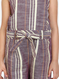 Purple Organic Cotton Weaved Full Jumpsuit
