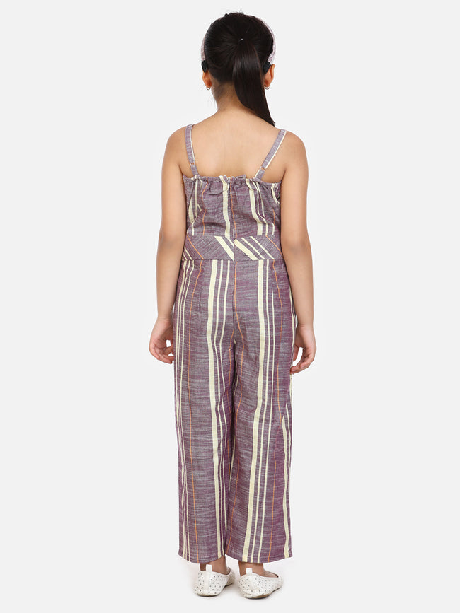 Purple Organic Cotton Weaved Full Jumpsuit