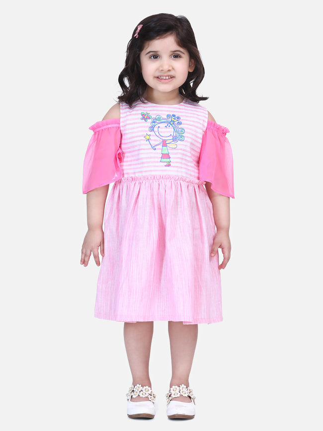 Pink Embroidered Sleeves Dress