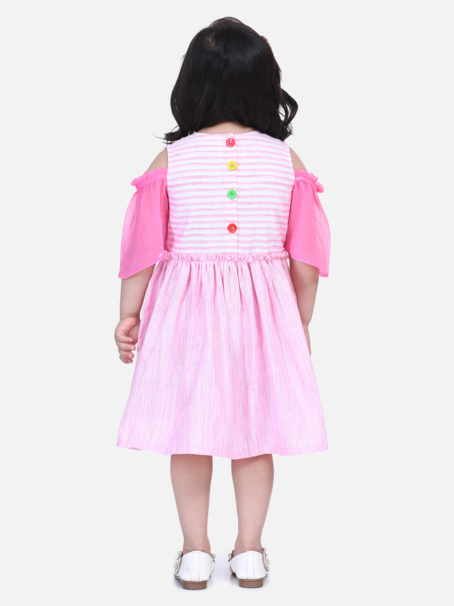 Pink Embroidered Sleeves Dress