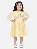 Yellow Embroidered Sleeves Dress