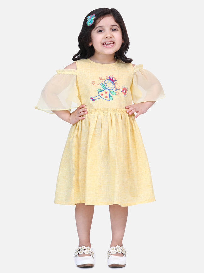 Yellow Embroidered Sleeves Dress