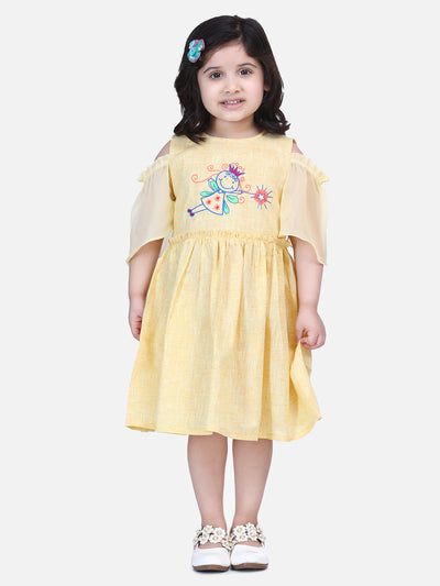 Yellow Embroidered Sleeves Dress