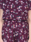 Wine Floral Flared Pant Coordinated Clothing Set