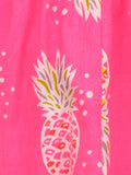 Blue Pink Floral Print Top And Pineapple Print Shorts Set