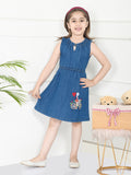 Blue Cycle Cute Gal Embroidered Fit And Flare Dress
