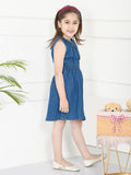 Blue Cycle Cute Gal Embroidered Fit And Flare Dress