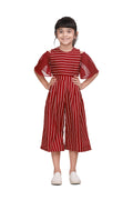 Maroon  Striped Flared Jumpsuit