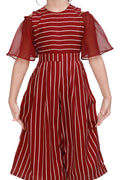Maroon  Striped Flared Jumpsuit