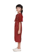 Maroon  Striped Flared Jumpsuit