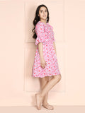 Pink Floral Ruffled Dress