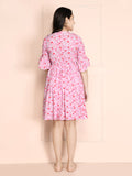 Pink Floral Ruffled Dress