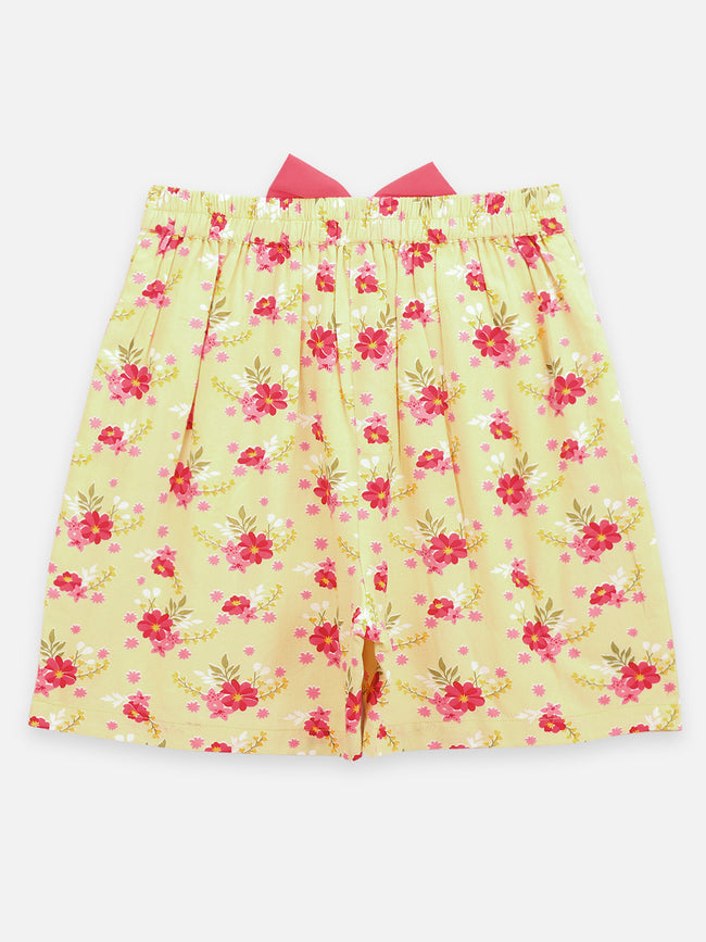 Floral Print Knot Styling Shorts