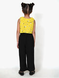 Floral Yellow Knot Crop Top with Zade Black Pant Set