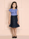 Lavender Sleeveless Top with Button Down Denim Skirt Set