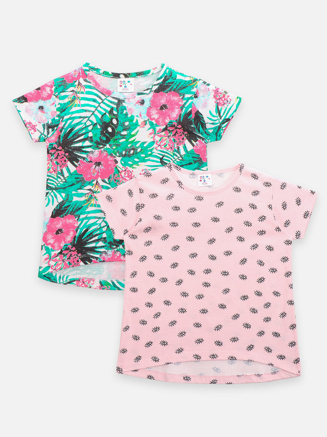 Evil Eye & Floral Print Top Pack of 2