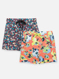 Floral Print Drawstring Shorts Pack of 2