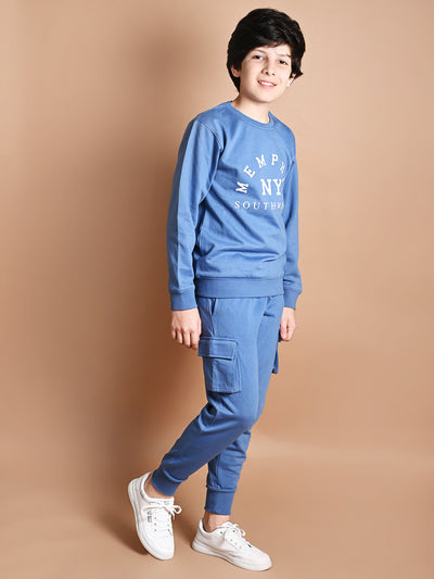 Typographic Printed Sweatshirt with Cargo Joggers Set