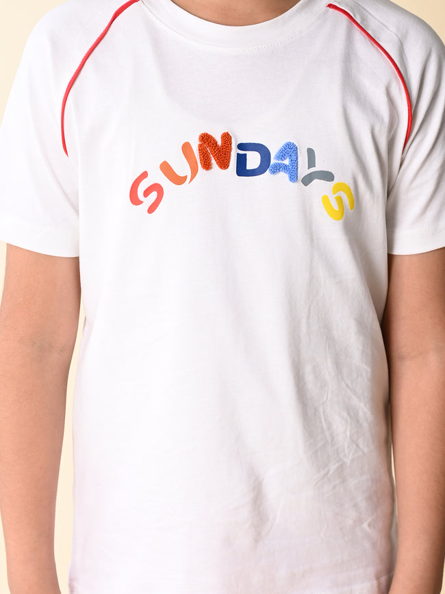 Sunday Printed T-shirt with Drawstring Short Set