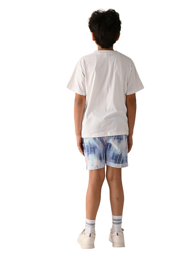 Graphics Printed T-shirt with Drawstring Shorts Set