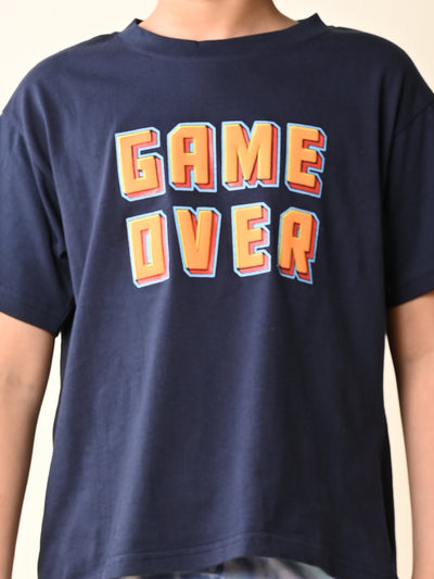 Game Over Printed T-shirt with Short Set