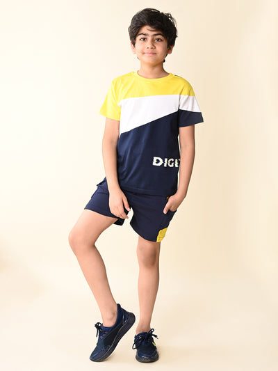 Colorblock T-shirt with Short Set