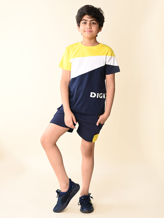 Colorblock T-shirt with Short Set