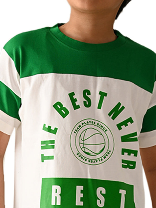 Graphics Text Printed T-shirt with Drawstring Shorts Set