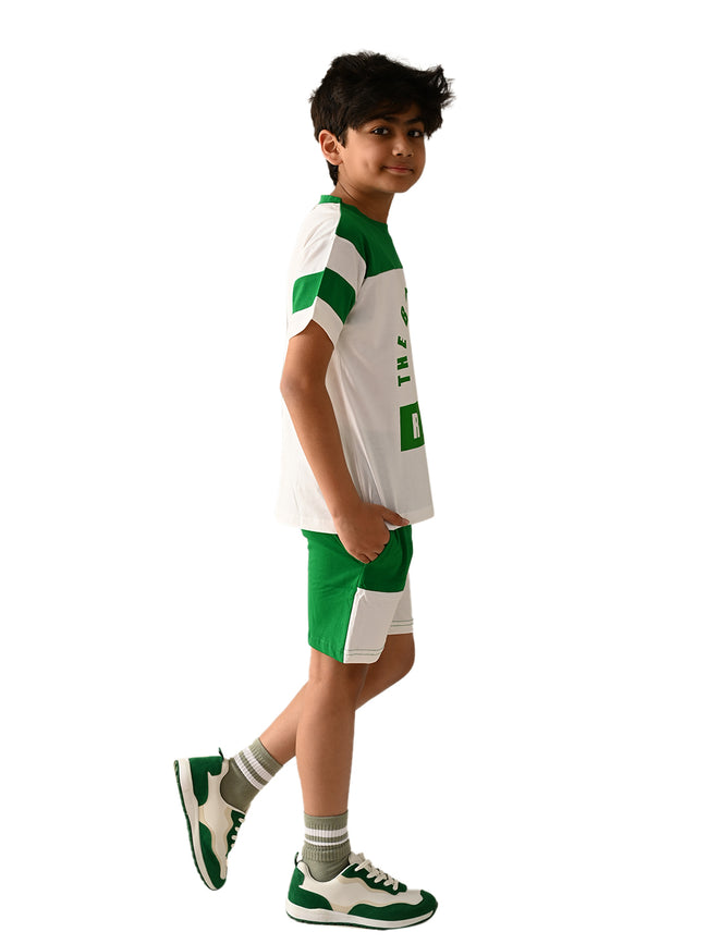 Graphics Text Printed T-shirt with Drawstring Shorts Set