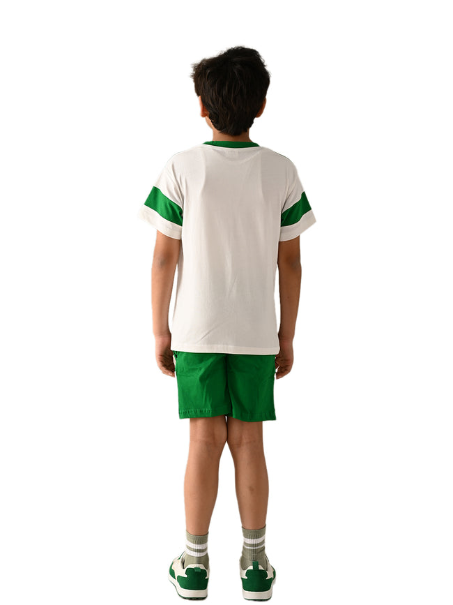 Graphics Text Printed T-shirt with Drawstring Shorts Set