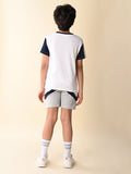 Colorblock T-shirt with Drawstring Short Set