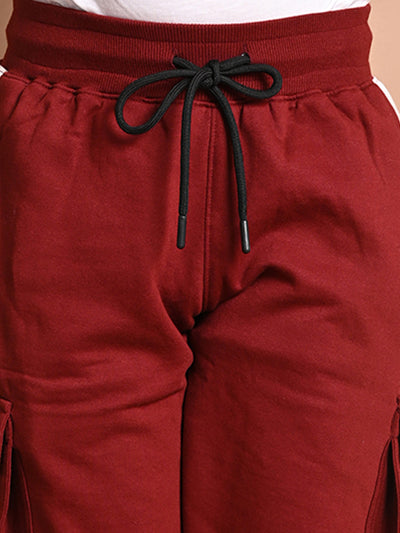 Solid Plain Cargo Drawstring Joggers