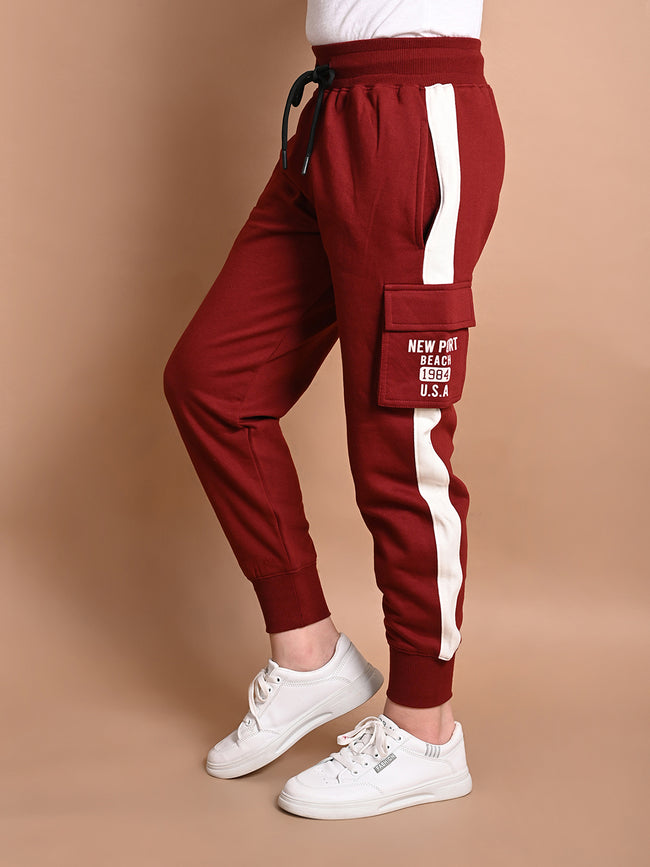 Solid Plain Cargo Drawstring Joggers