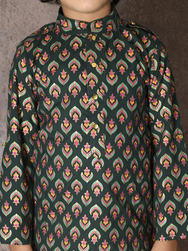 Tribal All Over Print Kurta with Dhoti Set