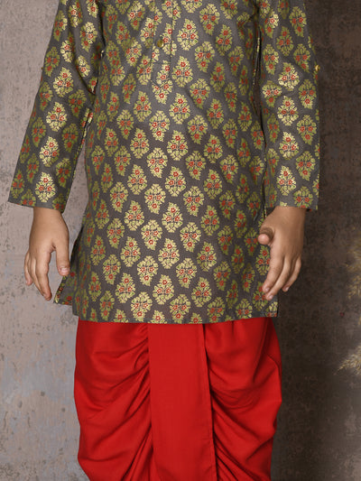 Floral Batik Design Kurta with Dhoti Set