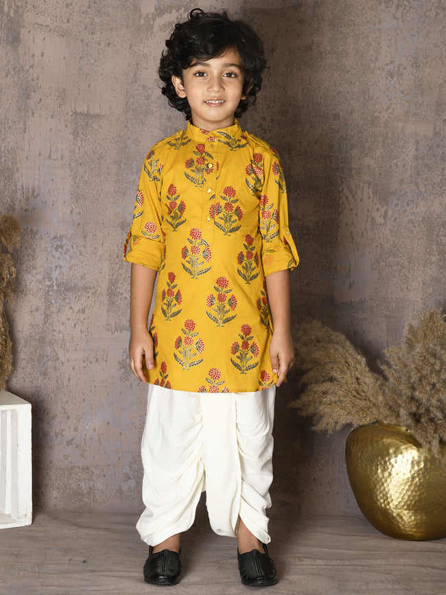 Floral Print Kurta with Dhoti Set