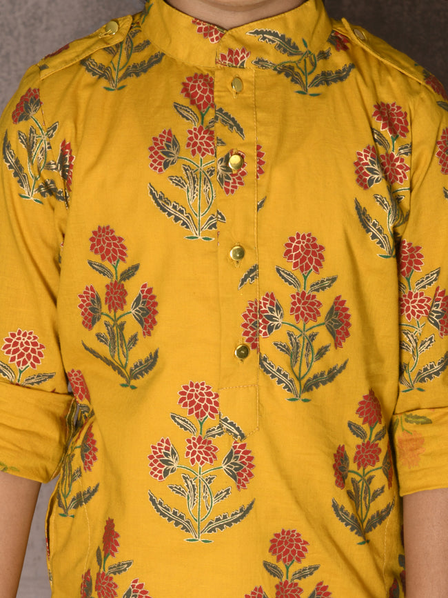 Floral Print Kurta with Dhoti Set