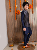 Solid Kurta Pyjama Set with Printed Nehru Jacket