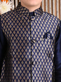Solid Kurta Pyjama Set with Printed Nehru Jacket