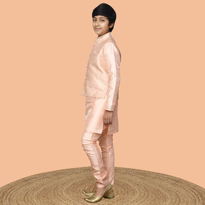 Kurta Pyjama Set with Embossed Nehru Jacket