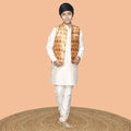 Solid Kurta Pyajama Set with Printed Nehru Jacket