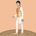 Solid Kurta Pyajama Set with Printed Nehru Jacket
