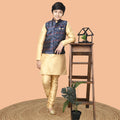 Solid Kurta Pyajama Set with Printed Nehru Jacket