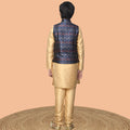 Solid Kurta Pyajama Set with Printed Nehru Jacket