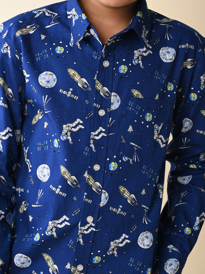 Space Printed Full Sleeves Shirt