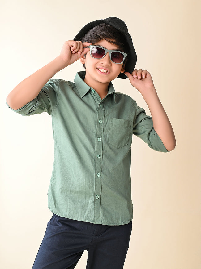 Solid Full Sleeves Pocket Shirt